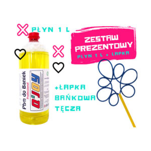 Bańki Mydlane – Płyn do baniek 1l + Łapka do baniek - Bańkowa Tęcza XXL - Zestaw