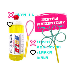 Bańki Mydlane - Płyn do baniek 1L + Obręcz do baniek Mała + Obręcz do baniek Koniczynka