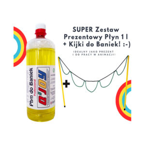 Bańki Mydlane – Płyn do Baniek 1L + Kijki do Baniek 5 Oczek - Zestaw