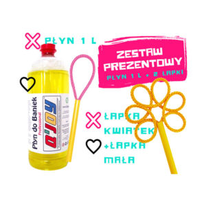 Bańki Mydlane – Płyn do Baniek 1l + Łapka do baniek Mała + Łapka do baniek Kwiatek - Zestaw