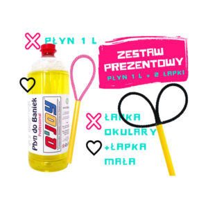 Bańki Mydlane – Płyn do baniek 1L + Łapka do baniek Mała + Łapka do baniek Okulary - Zestaw