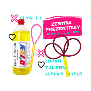 Bańki Mydlane – Płyn do baniek 1L + Łapka do baniek Mała + Łapka do baniek Tulipan – Zestaw
